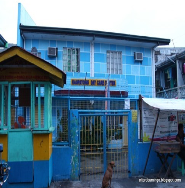 Outdoor view of a daycare center entry behind a locked gate