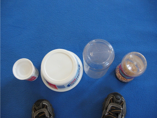 Recycling activity with numbers on plastic containers