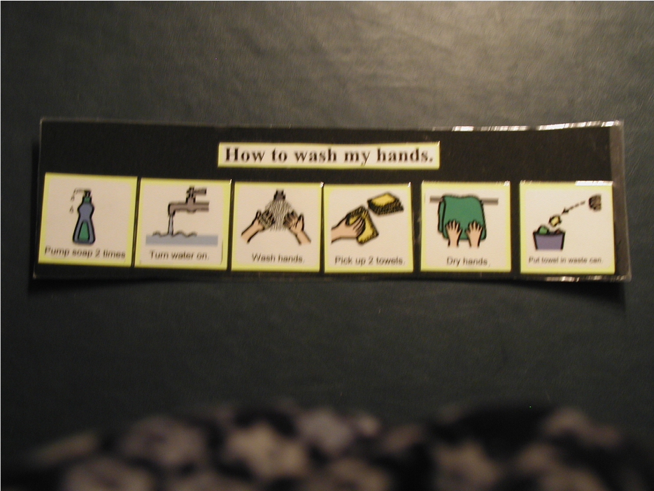 Boardmaker Handwashing tasks depicted in order using images and words