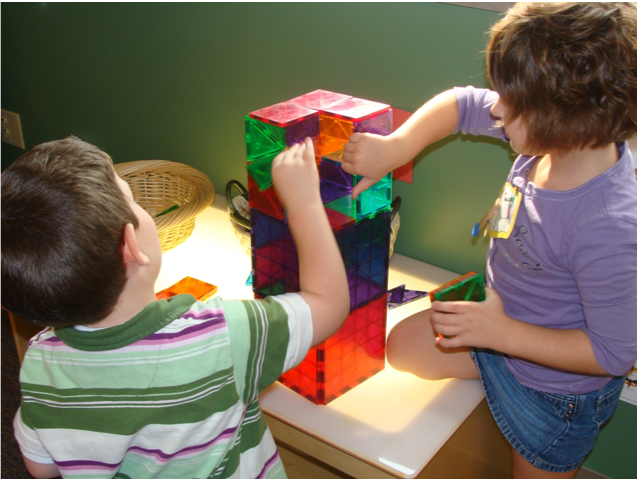 Children building a tower